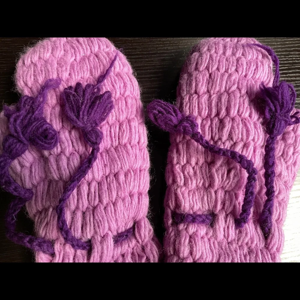 HAND-KNITTED Woollen Gloves Fleece Lined Mitten